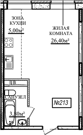 Планировка «Студия» в ЖК «Истомкино Парк 2»