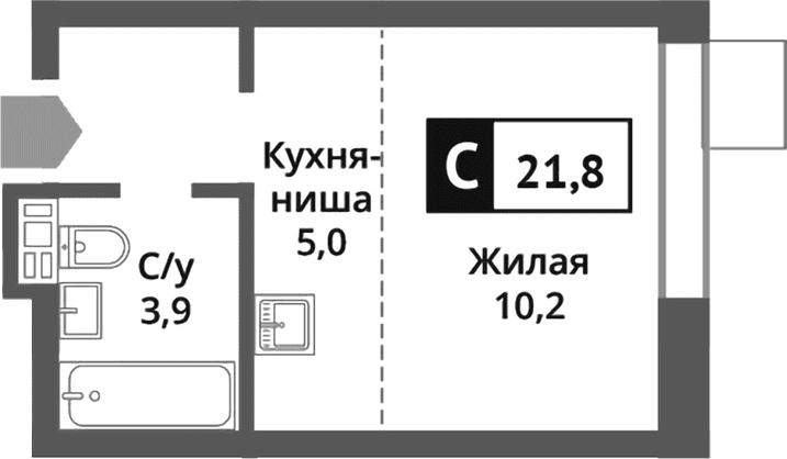 Планировка «Студия» в ЖК «Никольский квартал Отрада»