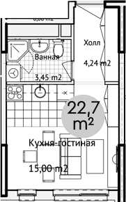 Планировка «Студия» в ЖК «Адрес»